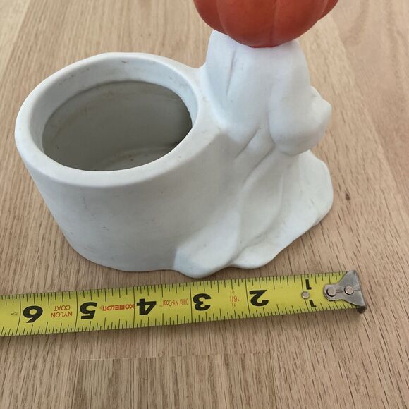 New Holland Floral Halloween Ghost Pumpkin Head Candle Holder Planter Ceramic - Picture 13 of 13